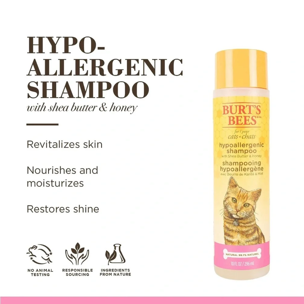 Burt's Bees for Pets Cat Hypoallergenic Cat Shampoo w/ Shea Butter & Honey 10oz